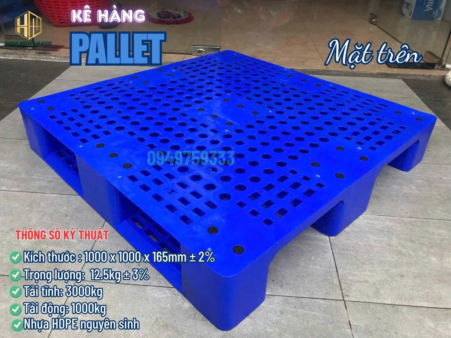 3-Leg Plastic Pallet with Grid Top