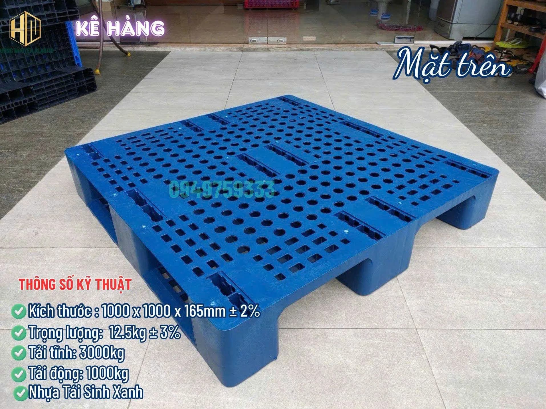 3-Leg Plastic Pallet with Grid Top-2
