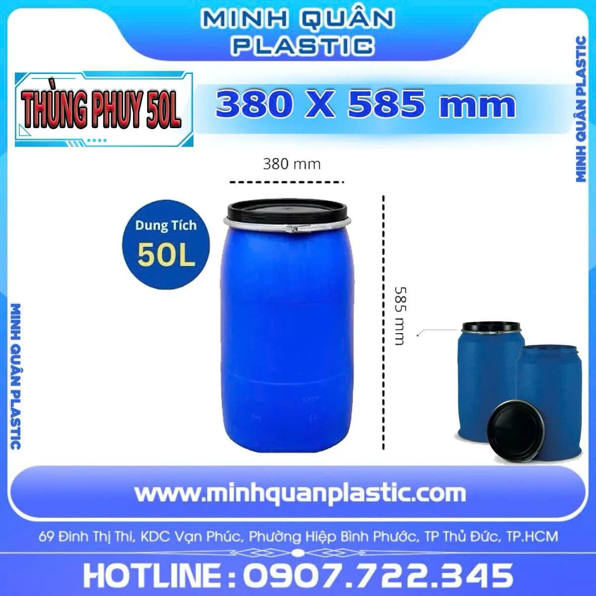 Thùng Phuy Nhựa Nắp Mở-2