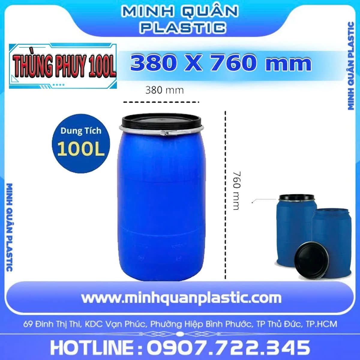 Thùng Phuy Nhựa Nắp Mở-3