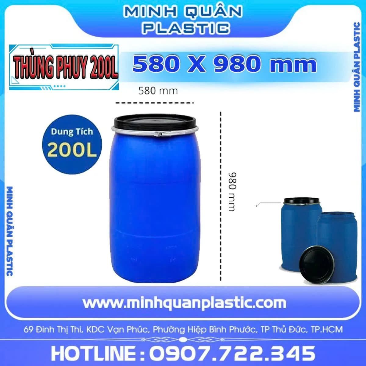 Thùng Phuy Nhựa Nắp Mở-6