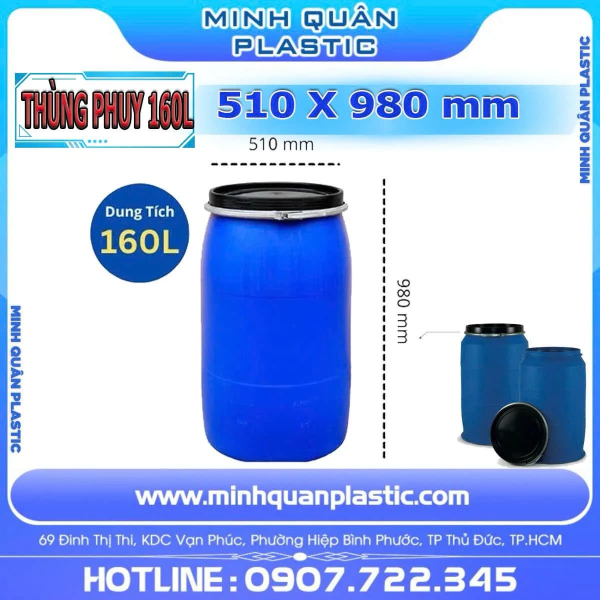 Thùng Phuy Nhựa Nắp Mở-5