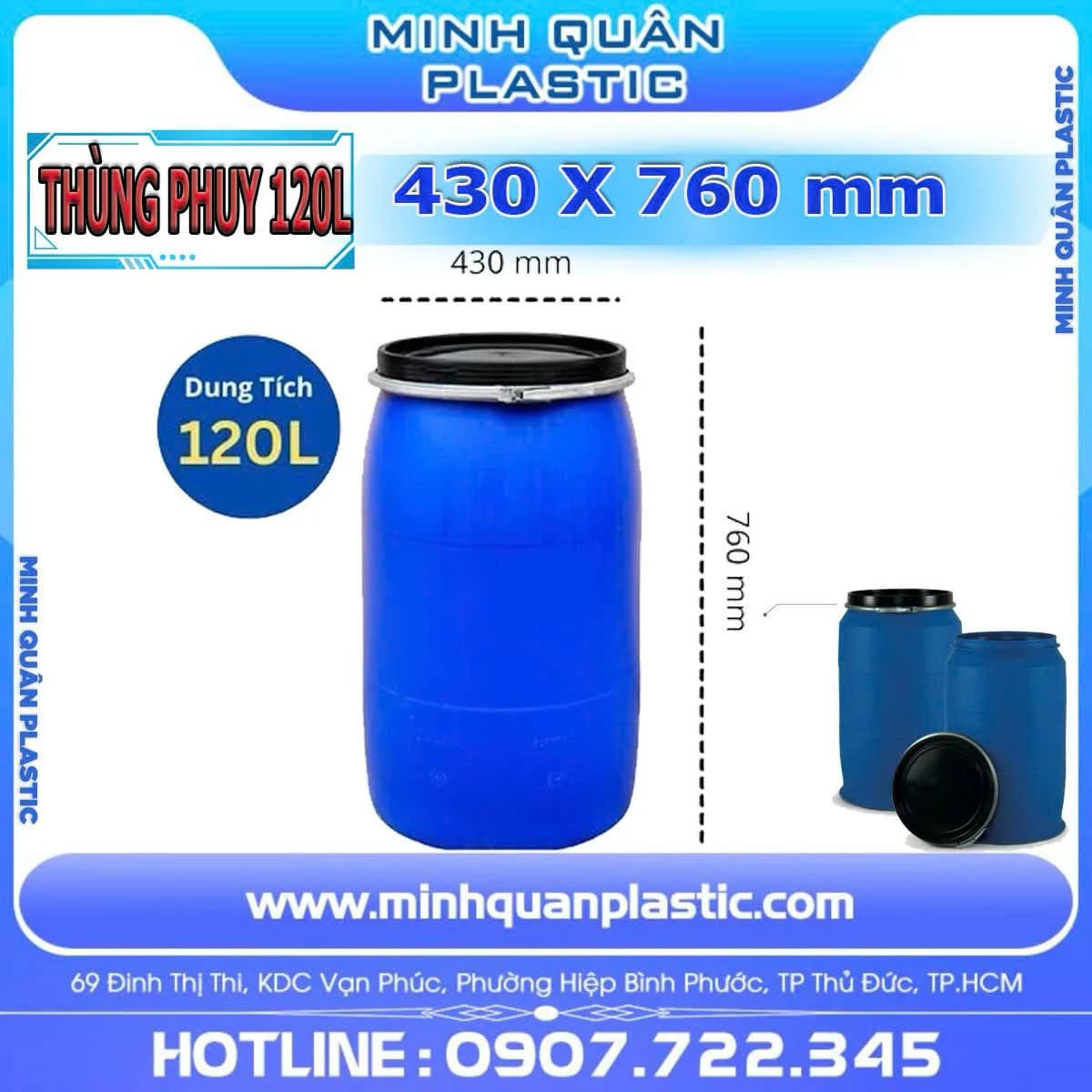Thùng Phuy Nhựa Nắp Mở-4