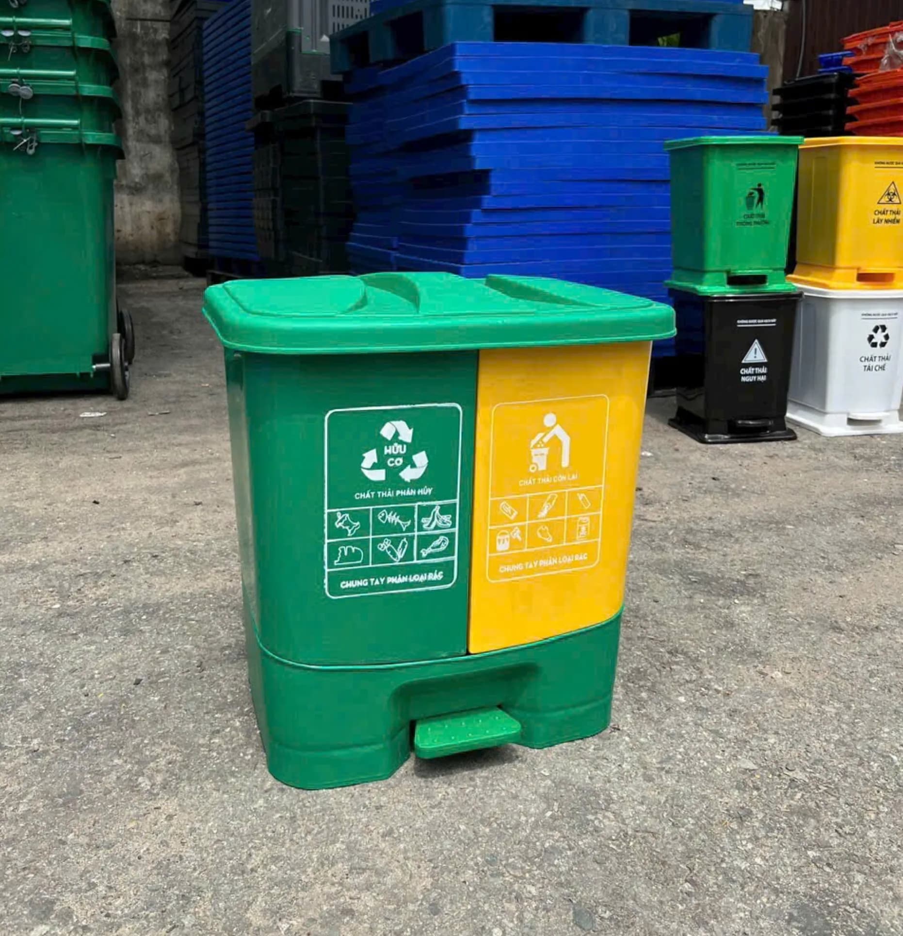 Thùng Rác 40 Lít 2 Ngăn Đạp Chân-2