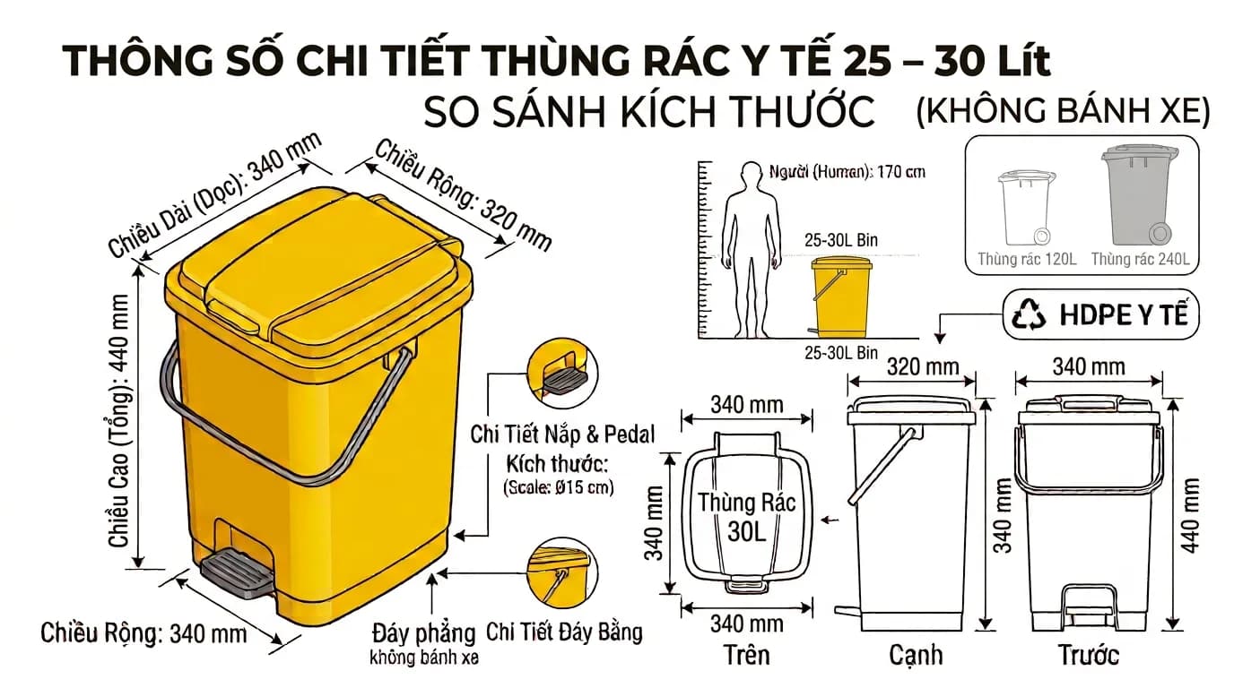 Medical Foot Pedal Waste Bin 25 – 30 Liters-4