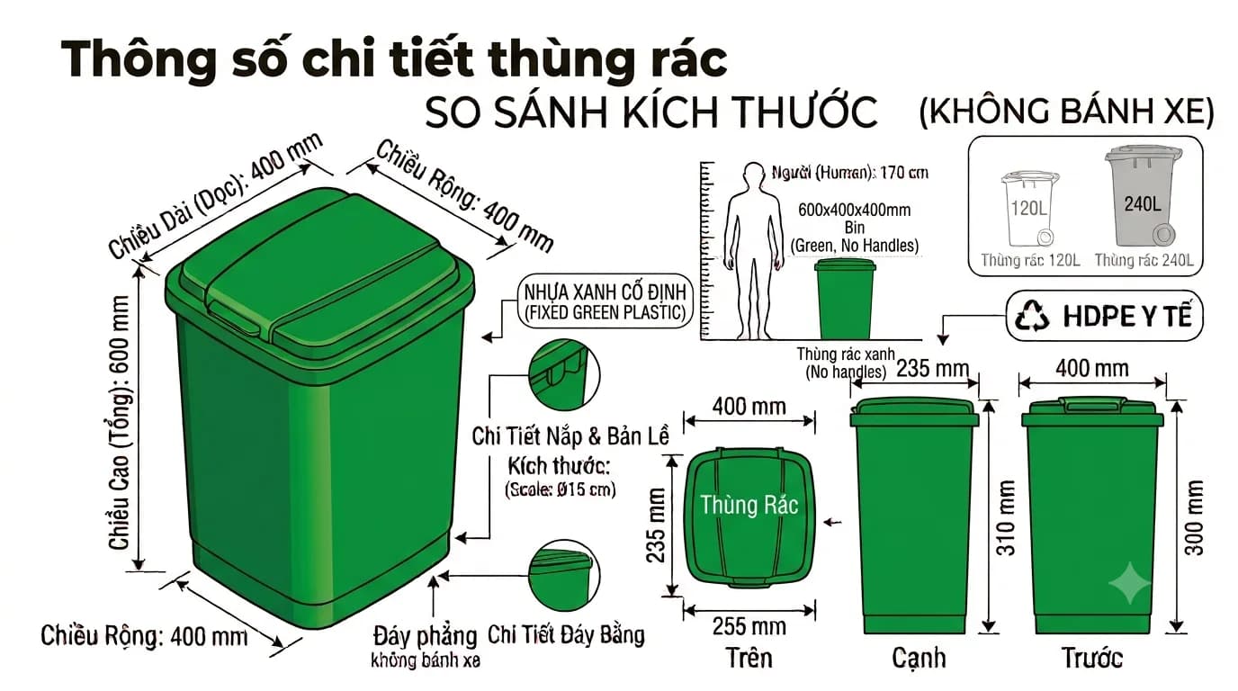 Plastic Trash Bin with Lid – Multiple Colors-2