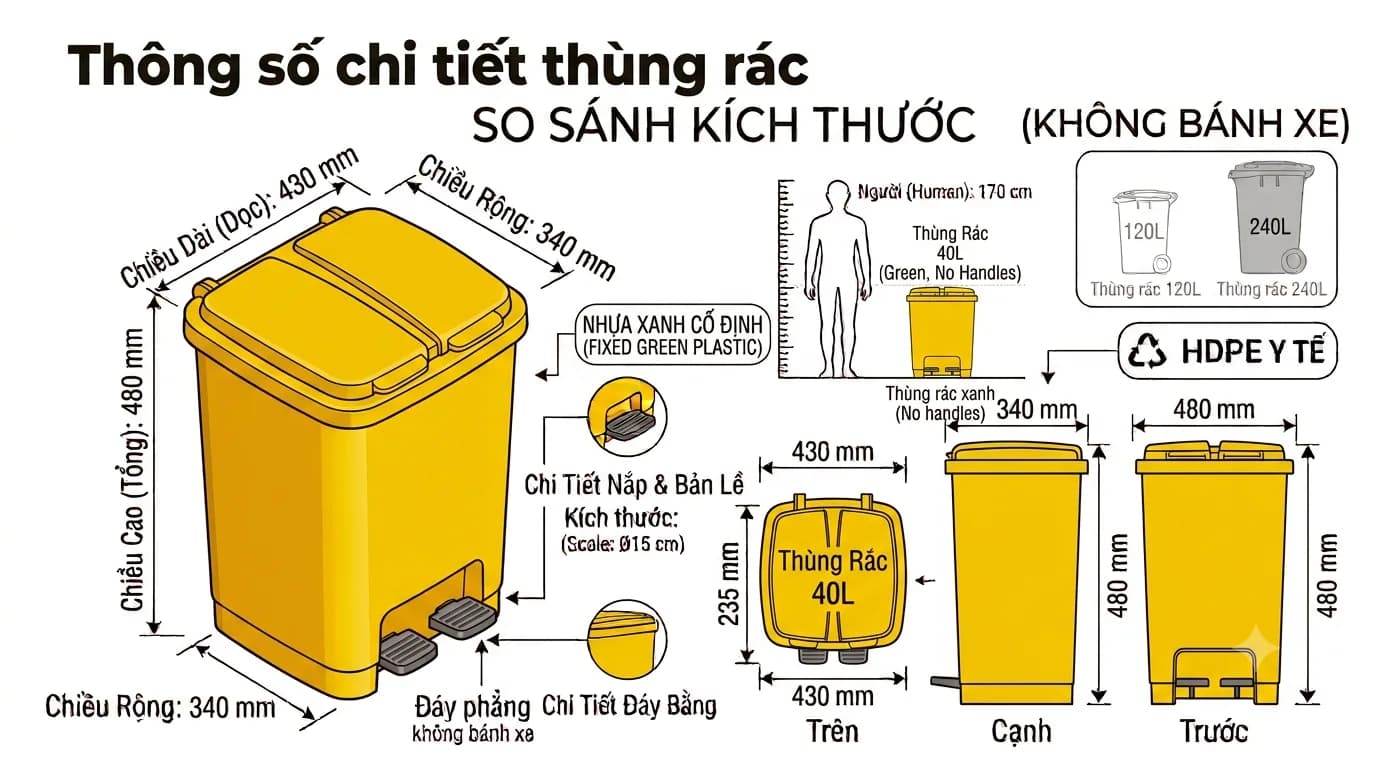 40-Liter 2-Compartment Foot Pedal Waste Bin-3