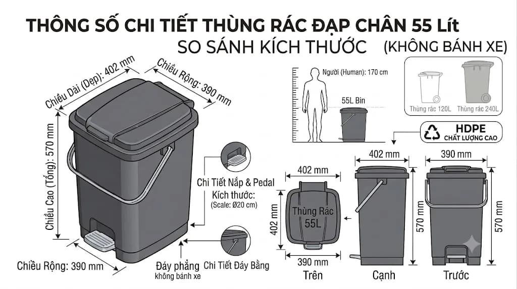 55-Liter Foot Pedal Waste Bin-4