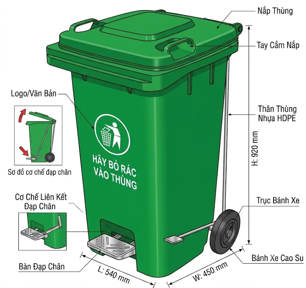 120-Liter Foot Pedal Waste Bin-2