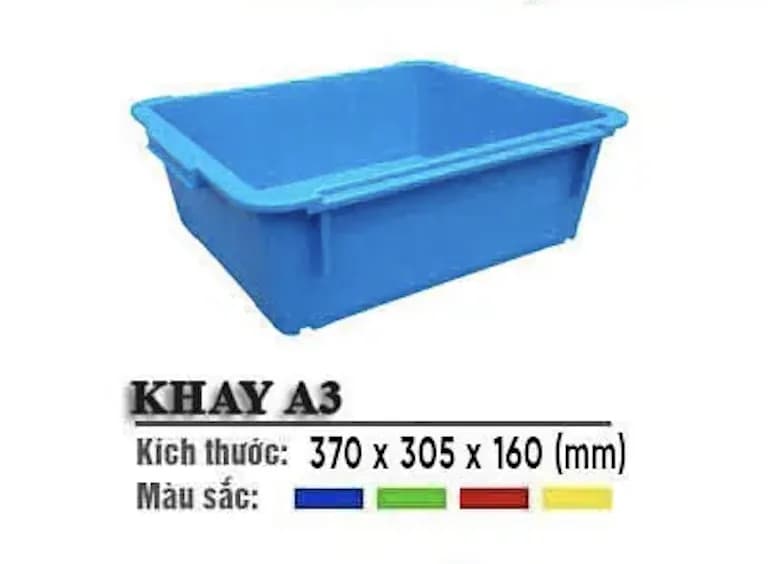 Khay Nhựa Đựng Linh Kiện Có Chân Cài, Xếp Chồng – Nhiều Kích Thước - Khay A3
